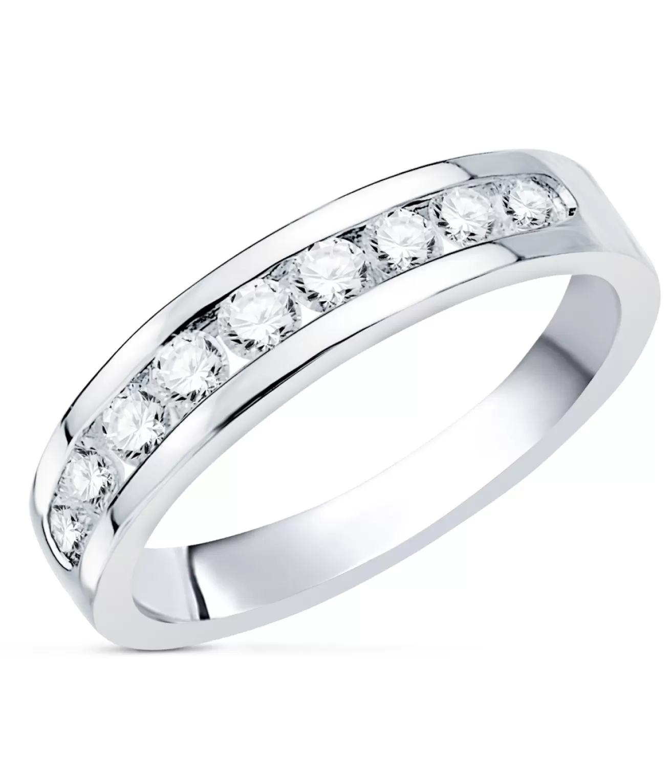 Alianza Oro Blanco 18K Diamantes 0.500 Qts.<Alda Joyeros New