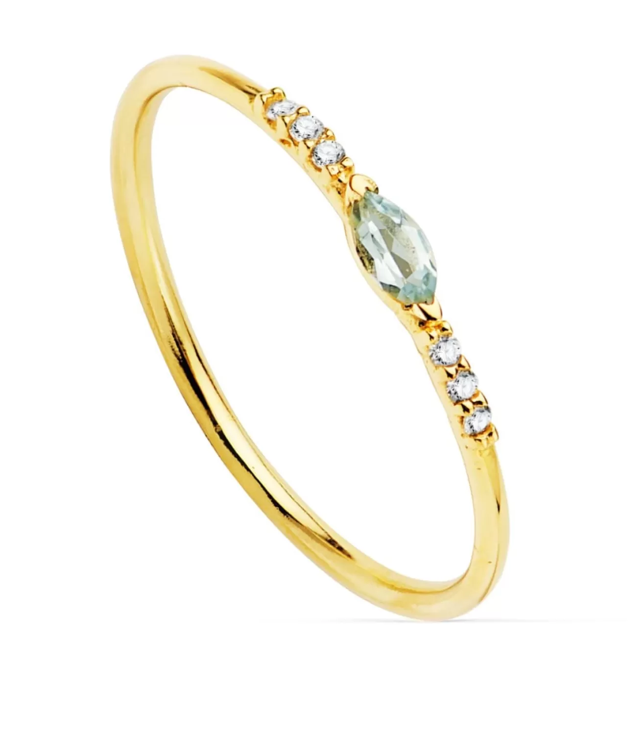Anillo Bergman Oro 18K Diamantes 0.030 Qts. Aguamarina<Alda Joyeros Cheap