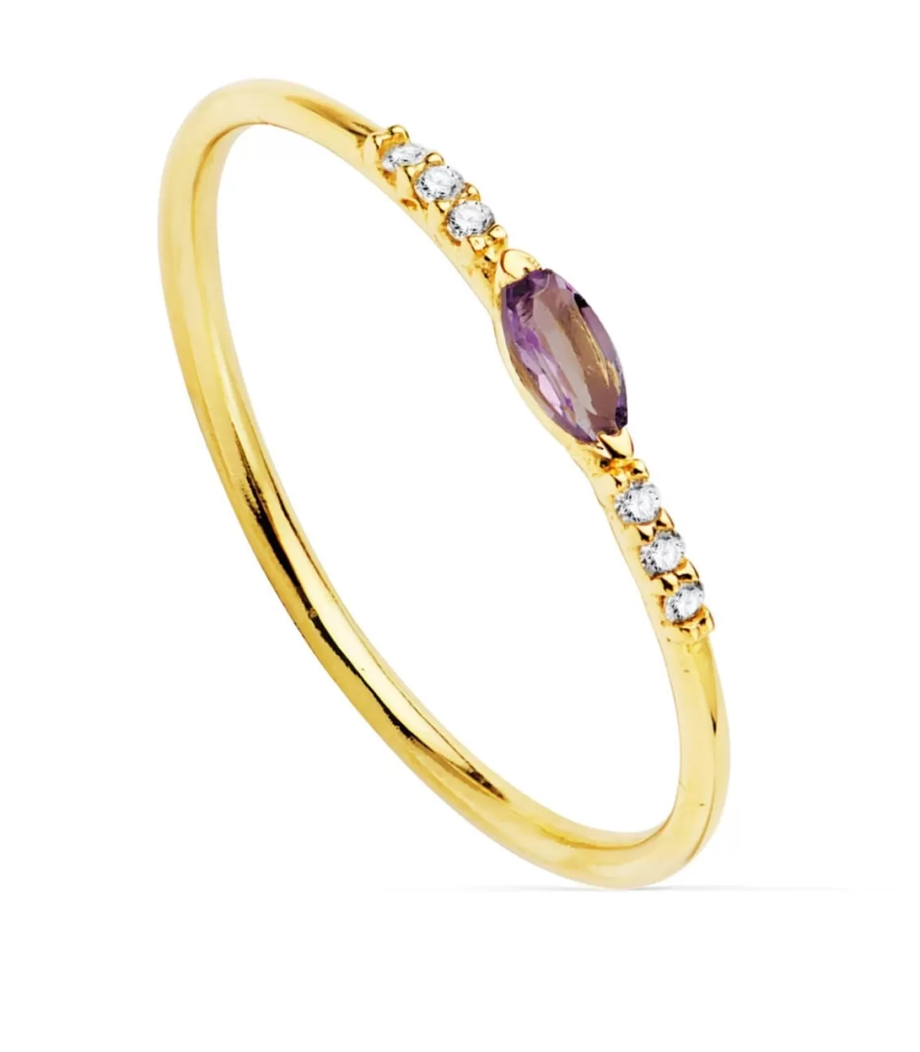 Anillo Bergman Oro 18K Diamantes 0.030 Qts. Amatista<Alda Joyeros Cheap