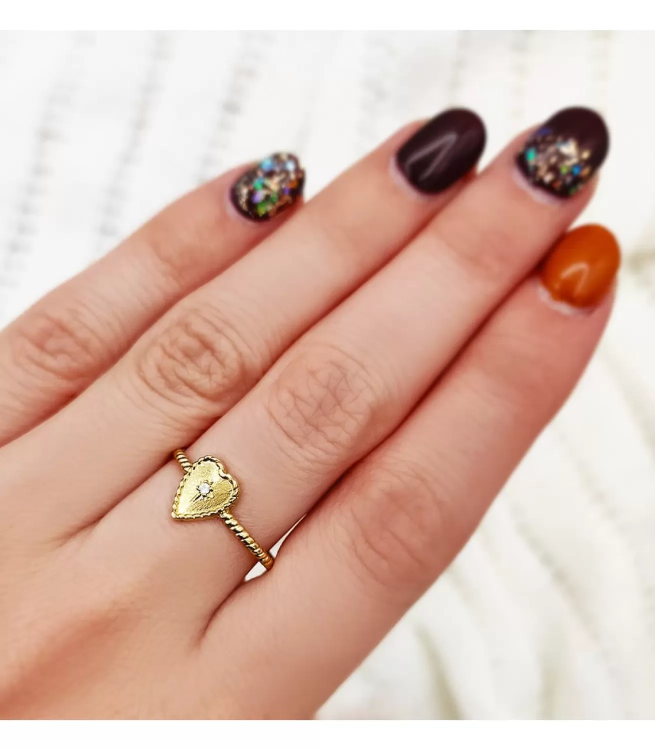 Anillo Corazon Oro 18K Glam Bolitas<Alda Joyeros Discount