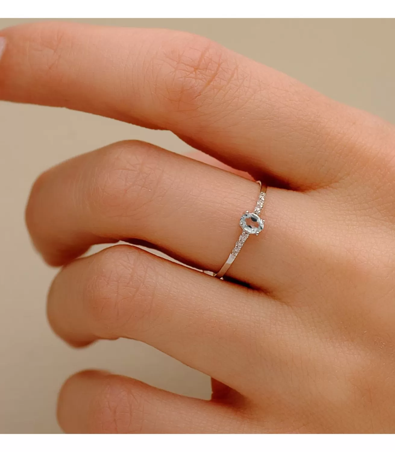 Anillo Garbo Oro Blanco 18K Aguamarina Y Diamantes<Alda Joyeros Clearance
