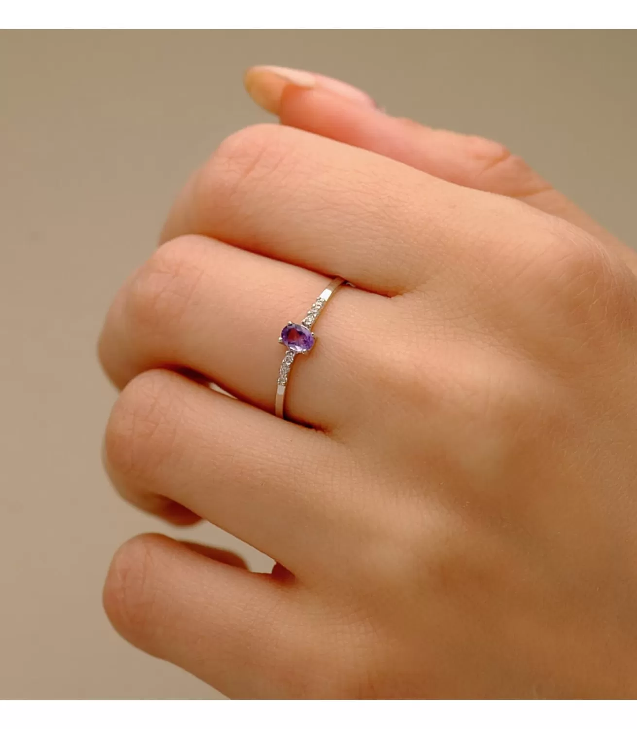 Anillo Garbo Oro Blanco 18K Amatista Y Diamantes<Alda Joyeros Hot