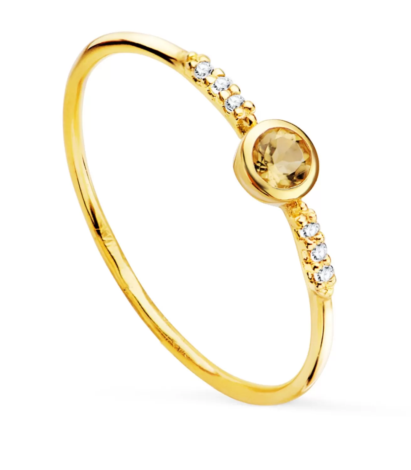 Anillo Hayworth Citrino 18K Diamantes 0.030 Qts.<Alda Joyeros Store