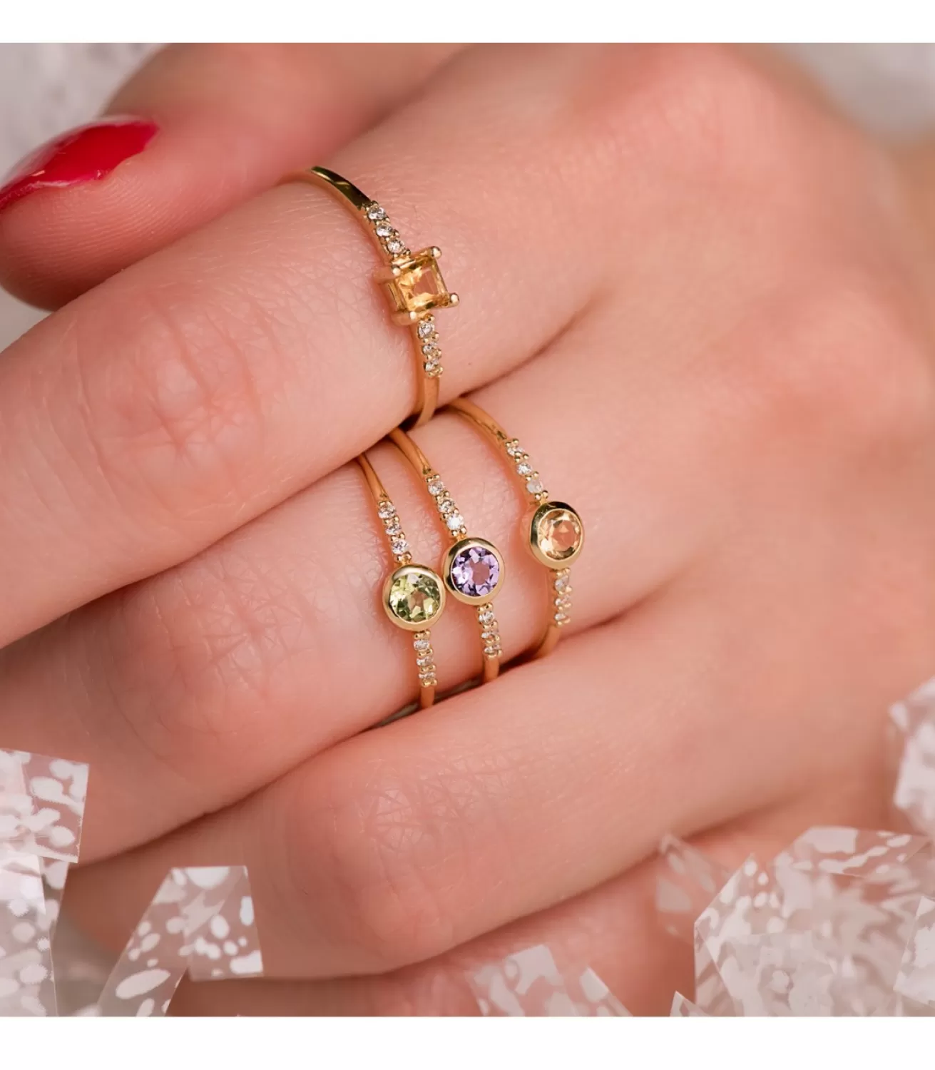 Anillo Hayworth Olivina 18K Diamantes 0.030 Qts.<Alda Joyeros Discount