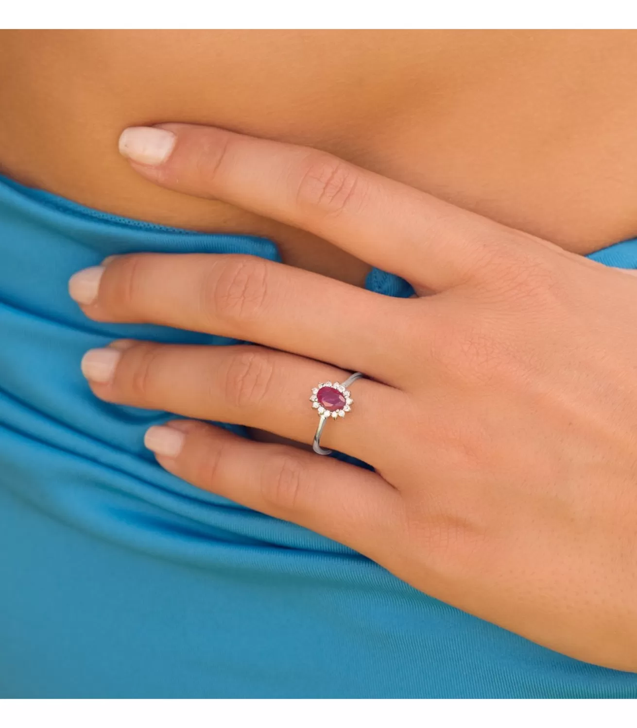 Anillo Jasmin 0.14 Qtes.18 Ktes Rubi 0.50 Q<Alda Joyeros Cheap