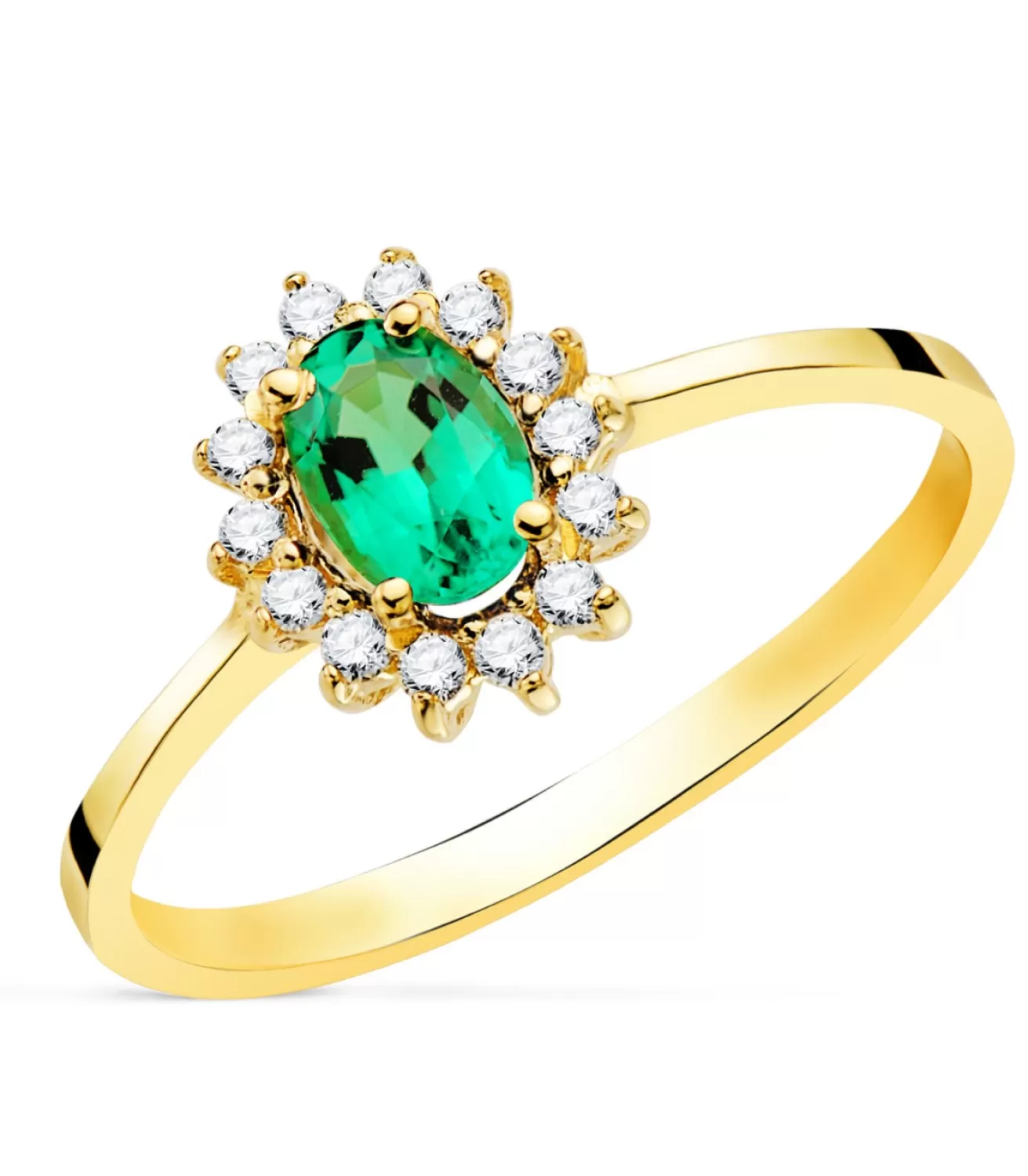 Anillo Jasmin Esmeralda Y Diamantes Oro Amarillo 18K<Alda Joyeros Discount