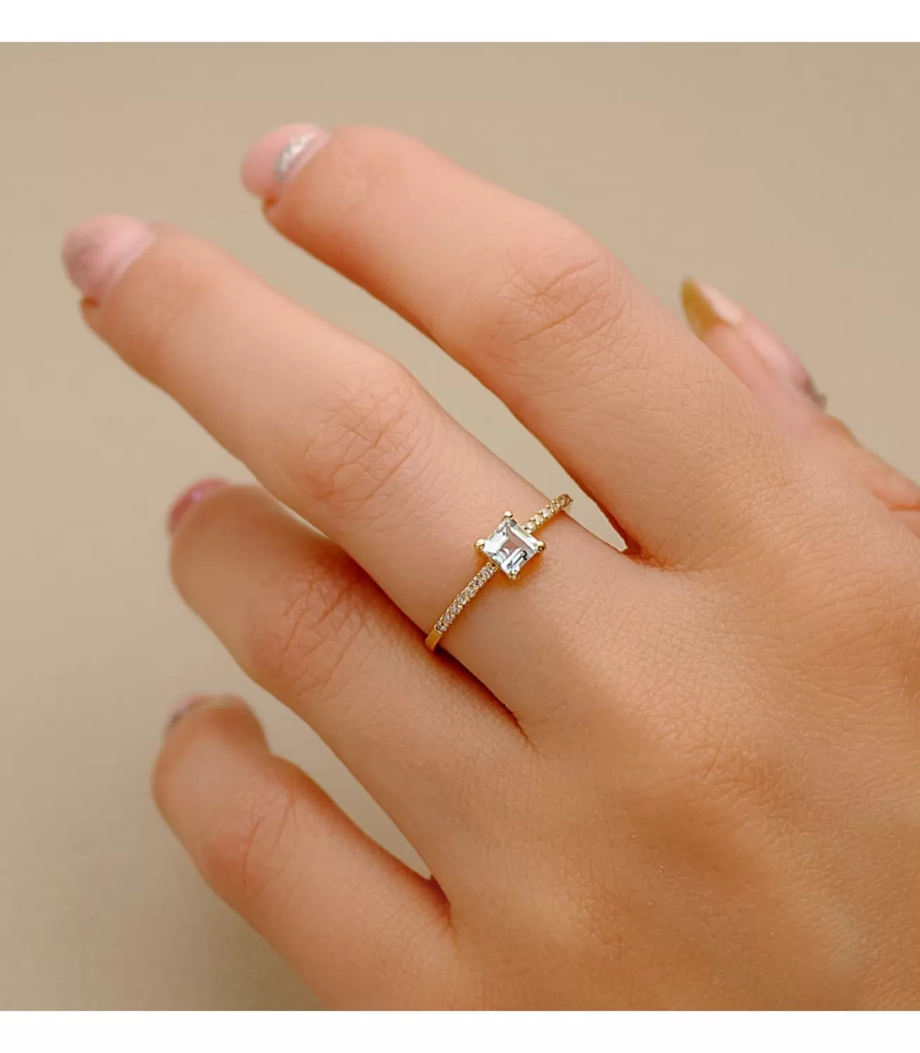 Anillo Loren Oro 18K Diamantes 0.070 Qts. Aguamarina<Alda Joyeros Cheap
