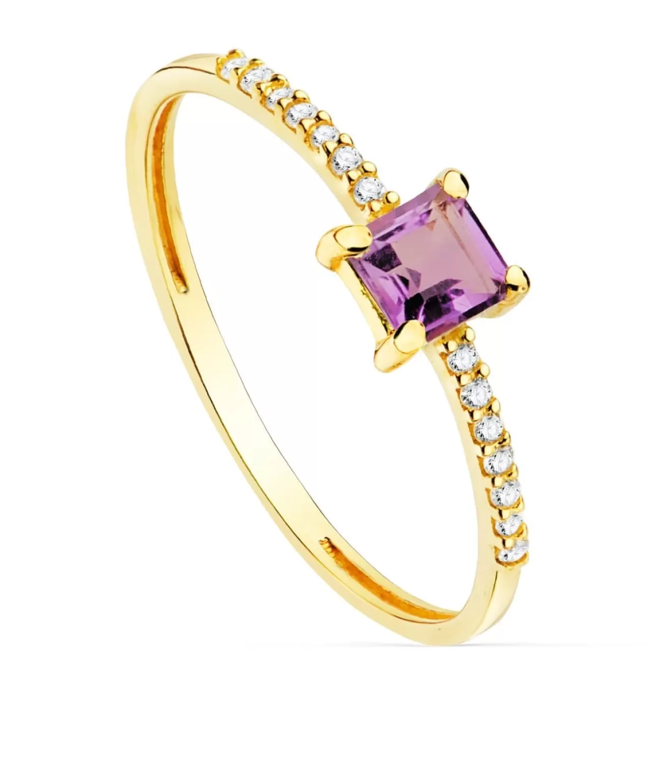Anillo Loren Oro 18K Diamantes 0.070 Qts. Amatista<Alda Joyeros Best