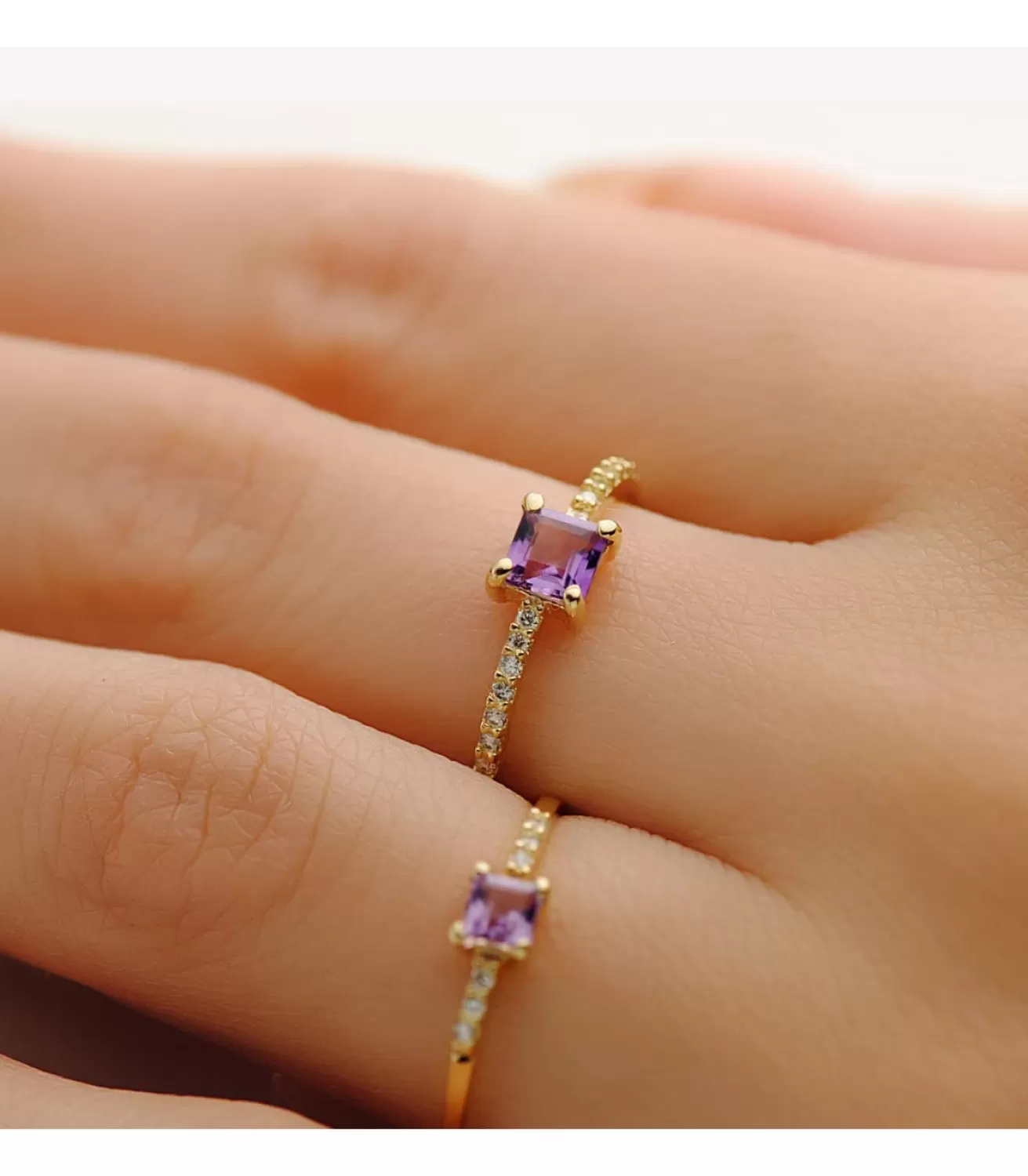 Anillo Loren Oro 18K Diamantes 0.070 Qts. Amatista<Alda Joyeros Best