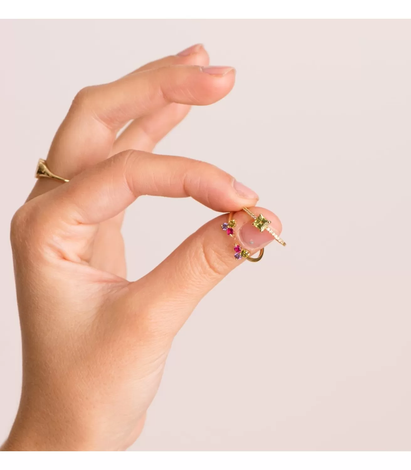 Anillo Loren Oro 18K Diamantes 0.070 Qts. Olivina<Alda Joyeros Discount