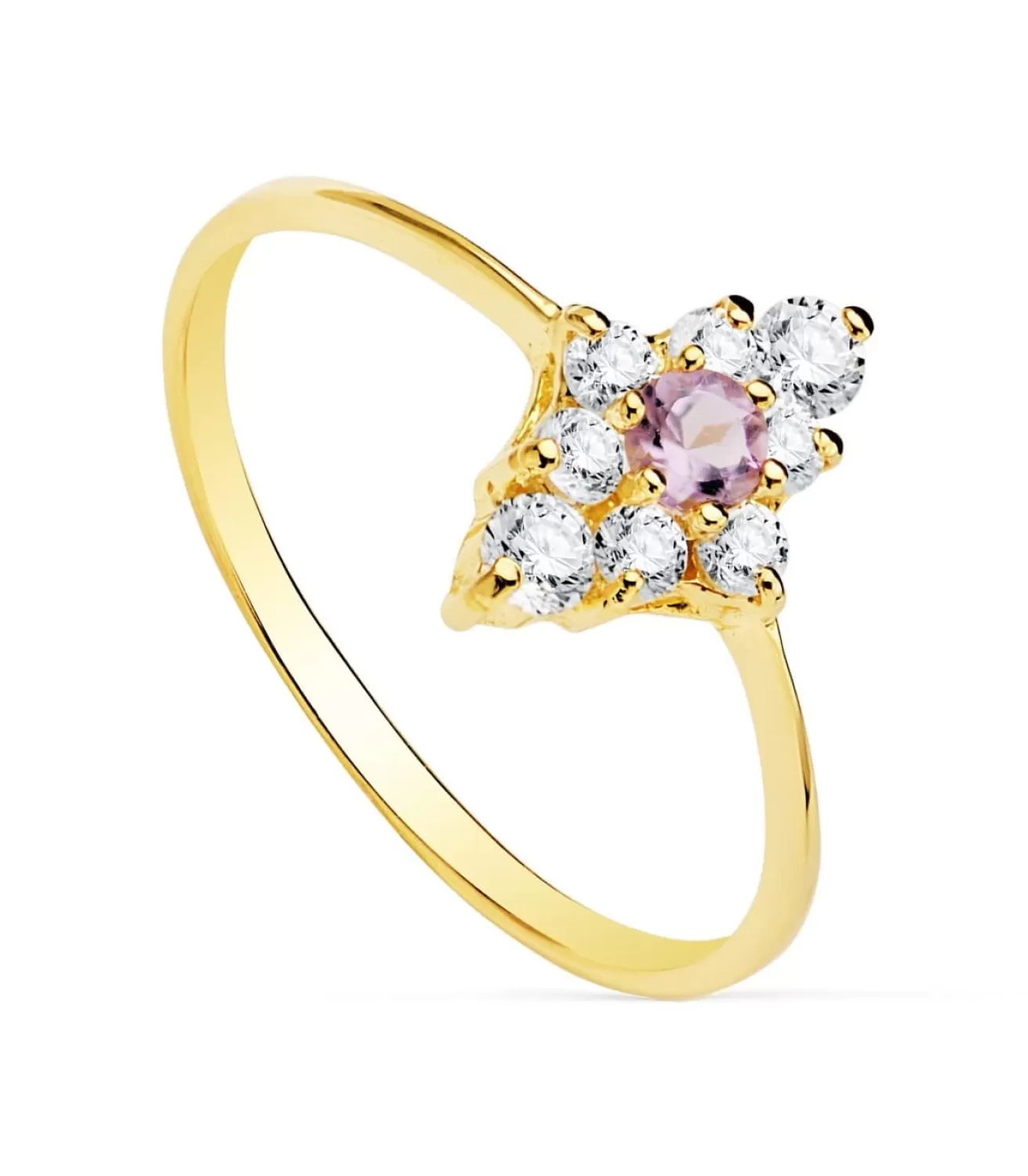 Anillo Mujer Oro Amarillo 18K Rombo Amatista<Alda Joyeros New