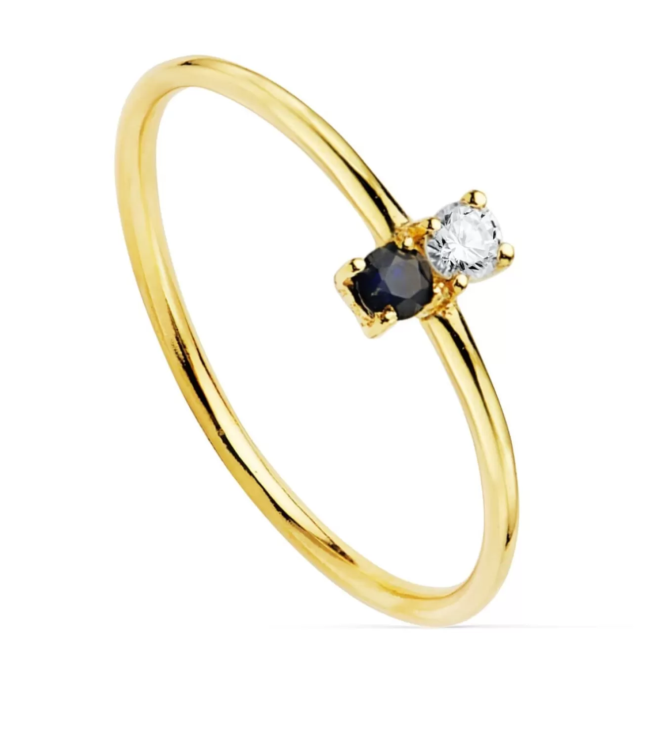 Anillo Portman Oro 18K Diamante 0.050 Qts. Zafiro<Alda Joyeros Online