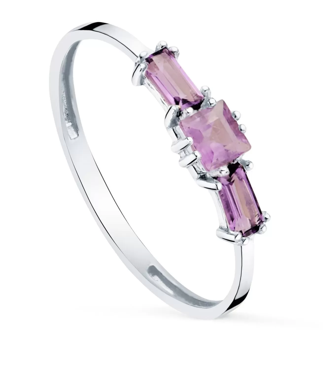 Anillo Queen Amatista Oro Blanco 18K<Alda Joyeros Online