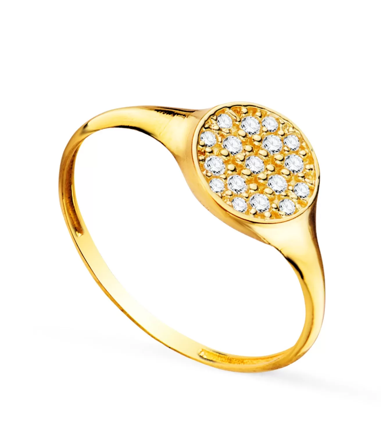 Anillo Sello Circonitas Oro 18K<Alda Joyeros Discount
