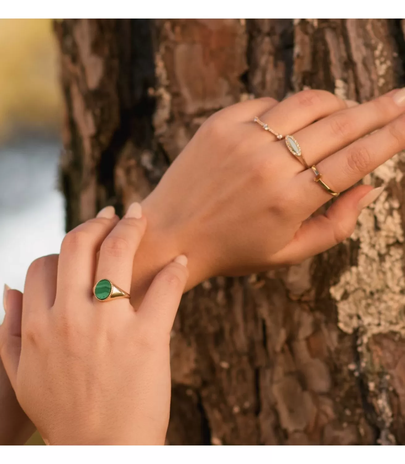 Anillo Sello Mujer Malaquita Oro 18K<Alda Joyeros Sale