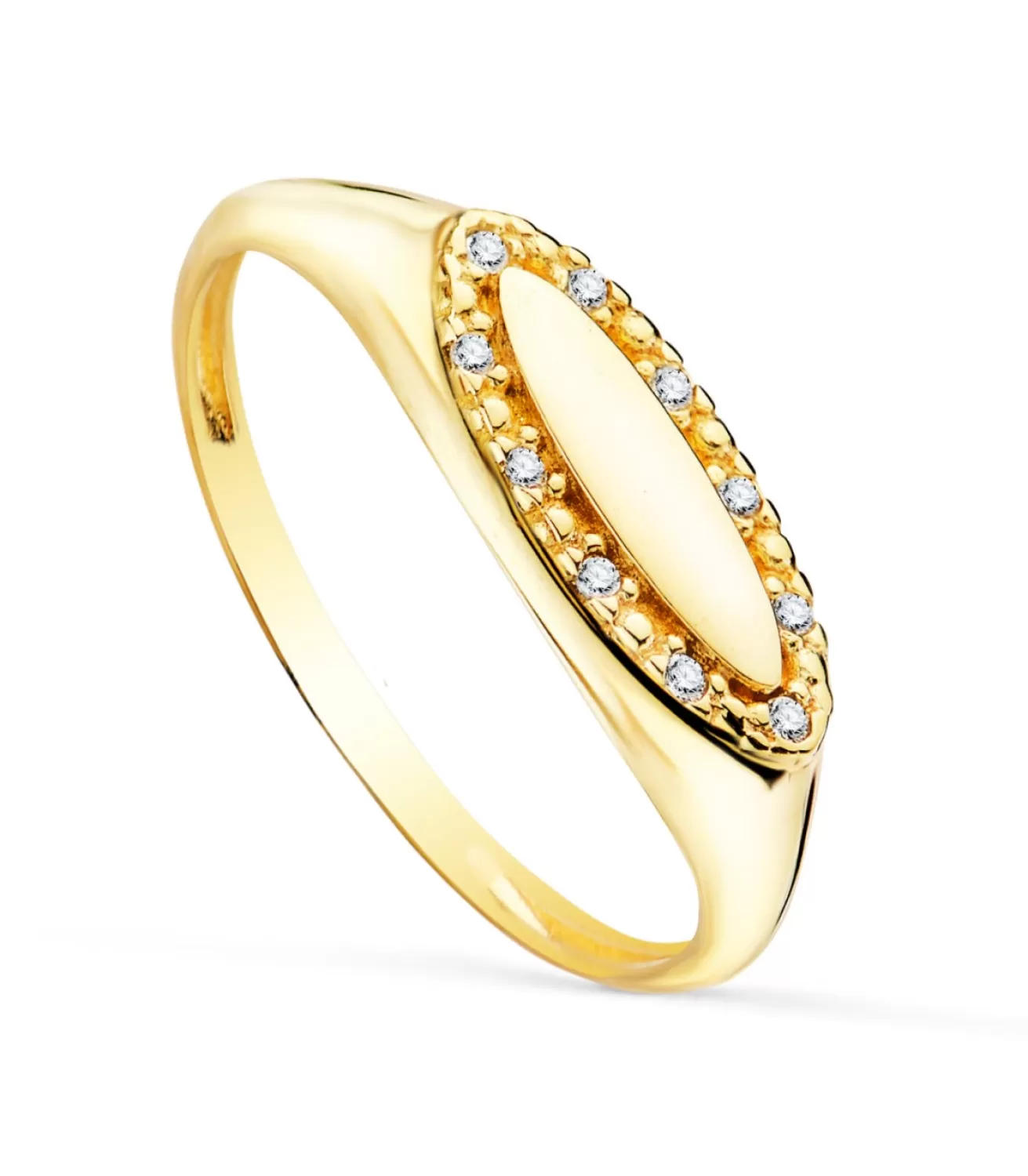 Anillo Sello Ojival Oro 18K Circonitas<Alda Joyeros Fashion