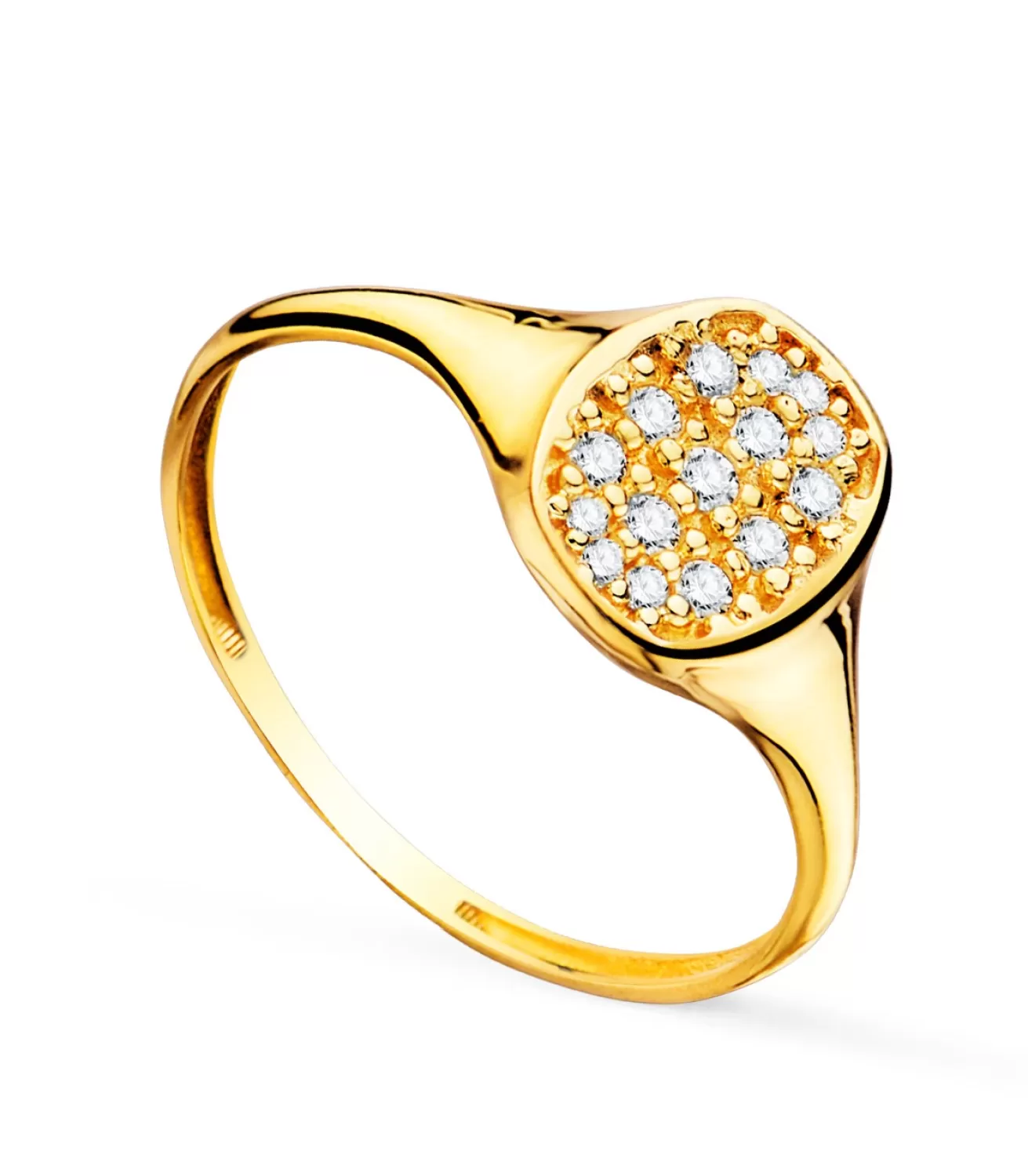 Anillo Sello Oval Circonitas Oro 18K<Alda Joyeros Store