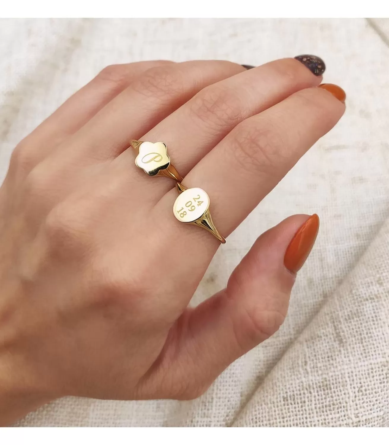 Anillo Sign Sello Mujer Flor Oro 18K<Alda Joyeros Cheap