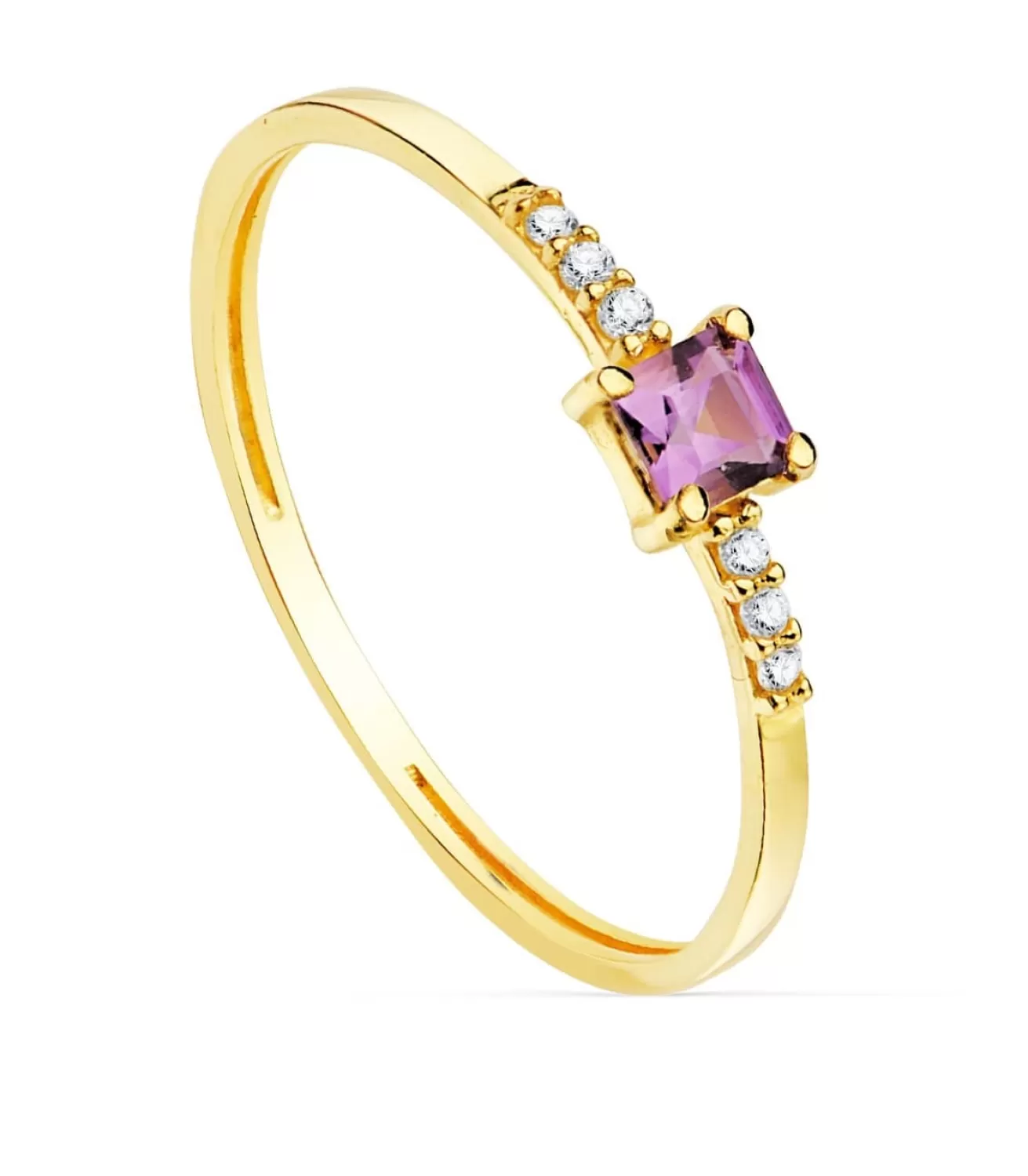 Anillo Streep Oro 18K Diamantes 0.030 Qts. Amatista<Alda Joyeros Shop