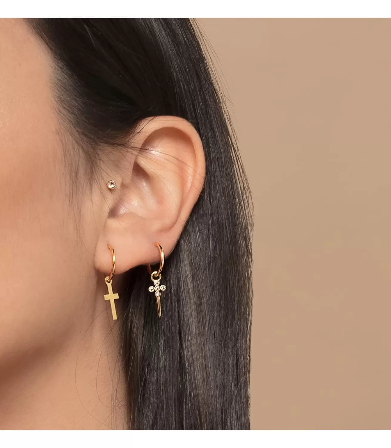 Aros Colgante Cruz Oro Amarillo 18K<Alda Joyeros Cheap