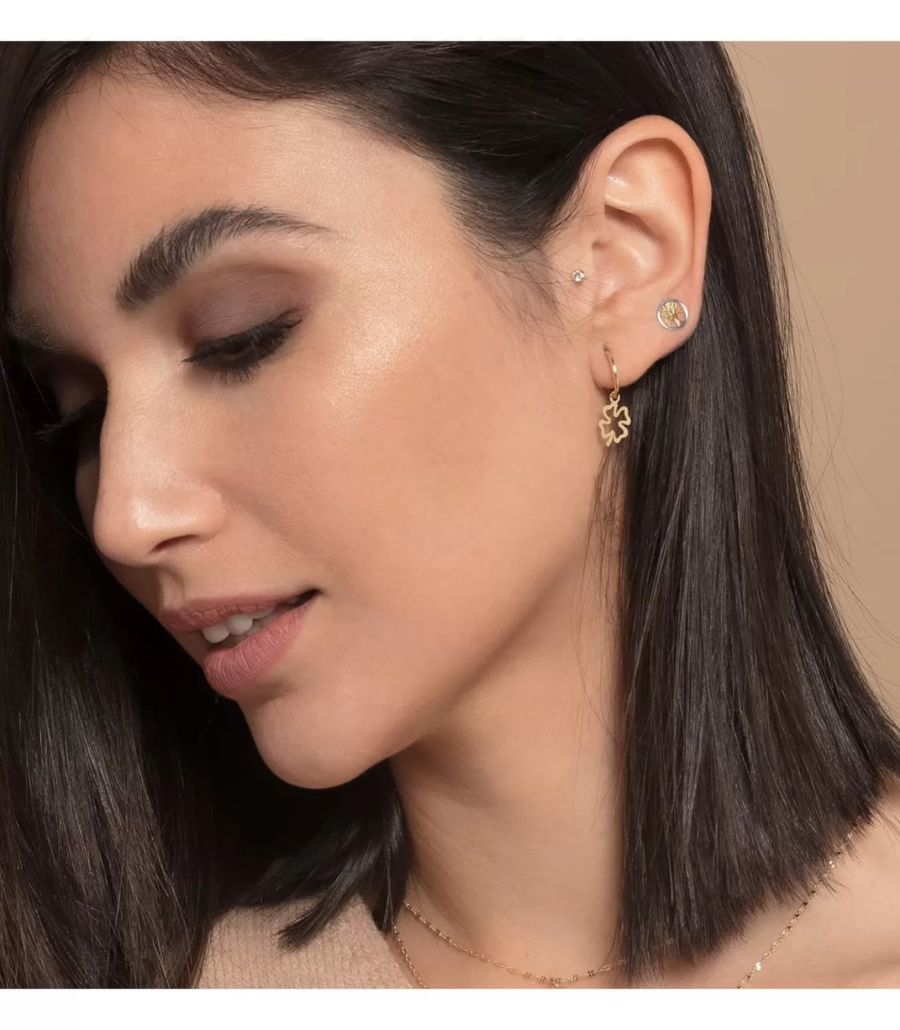 Aros Colgante Trebol Oro Amarillo 18K<Alda Joyeros Cheap