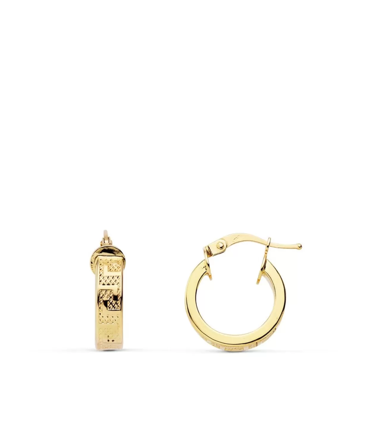 Aros Greca Herradura Oro Amarillo 18 K 14 Mm<Alda Joyeros Sale