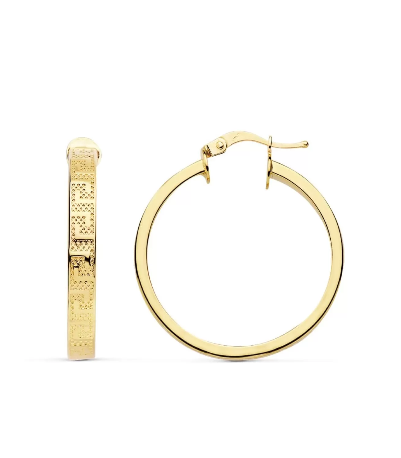 Aros Greca Huecos Oro Amarillo 18 K 28 Mm<Alda Joyeros Best