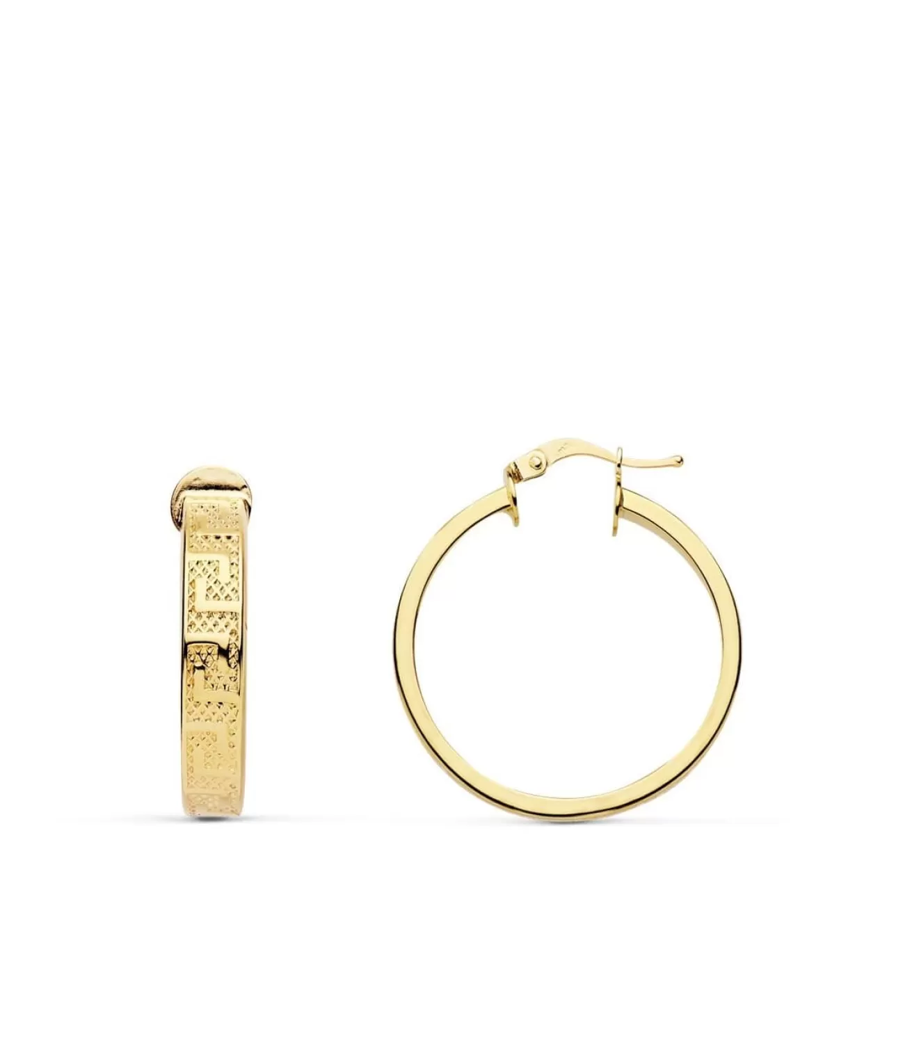 Aros Greca Oro Amarillo 18 K Huecos 20 Mm<Alda Joyeros New