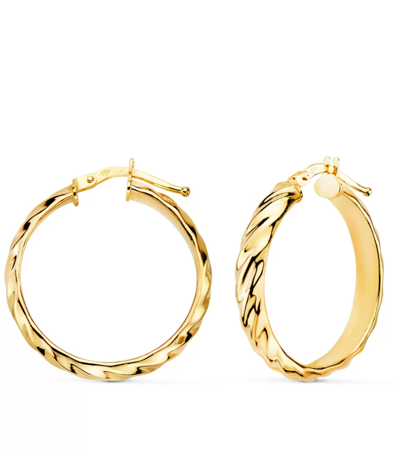 Aros Mujer Bucle Oro Amarillo 18K 24 Mm<Alda Joyeros Online