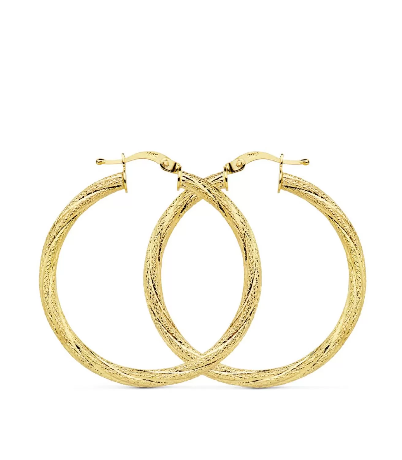 Aros Mujer Tallados Oro Amarillo 18K 29 Mm<Alda Joyeros Best