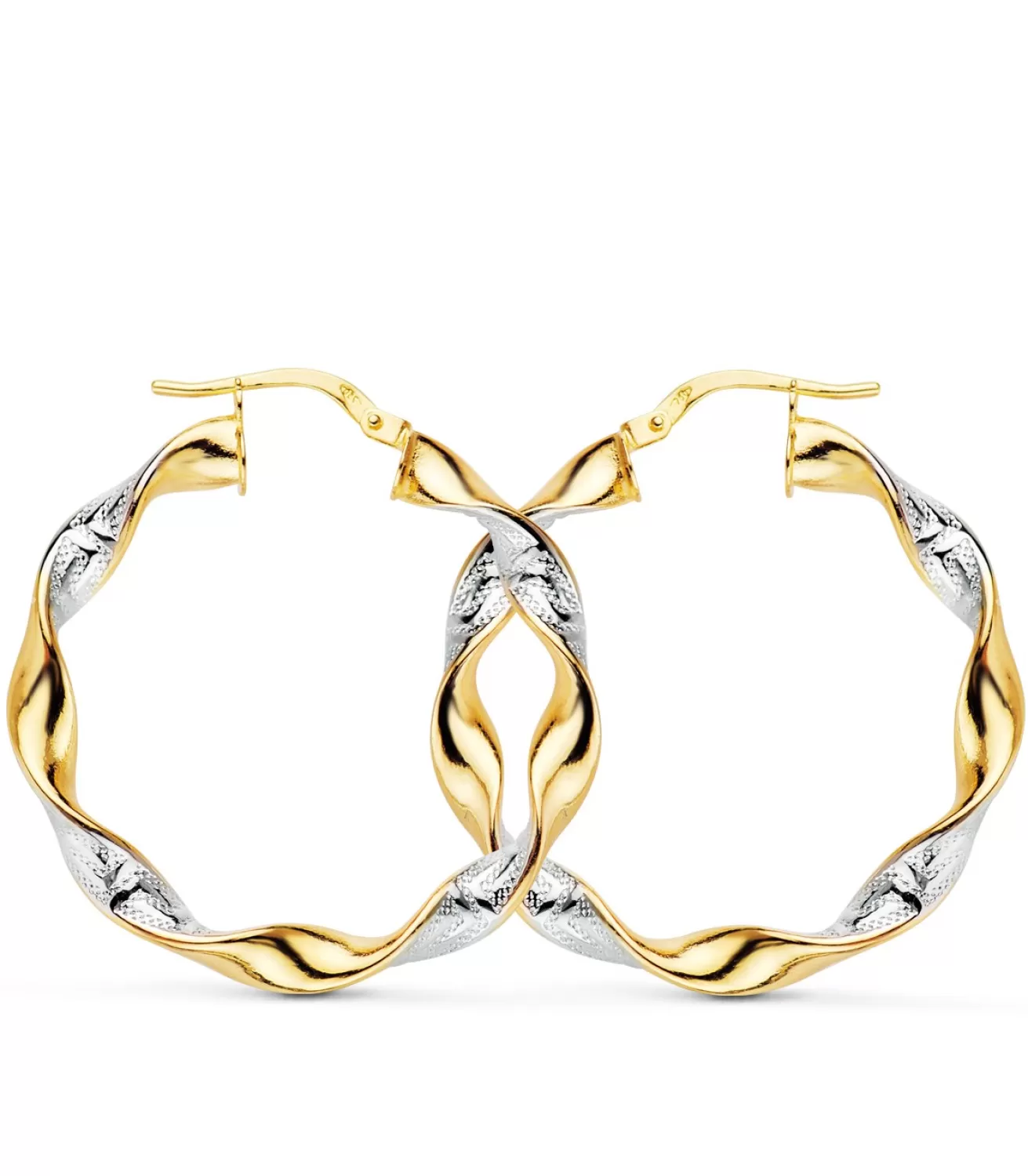 Aros Mujer Trenzados Oro Bicolor 18K 31 Mm<Alda Joyeros Best Sale