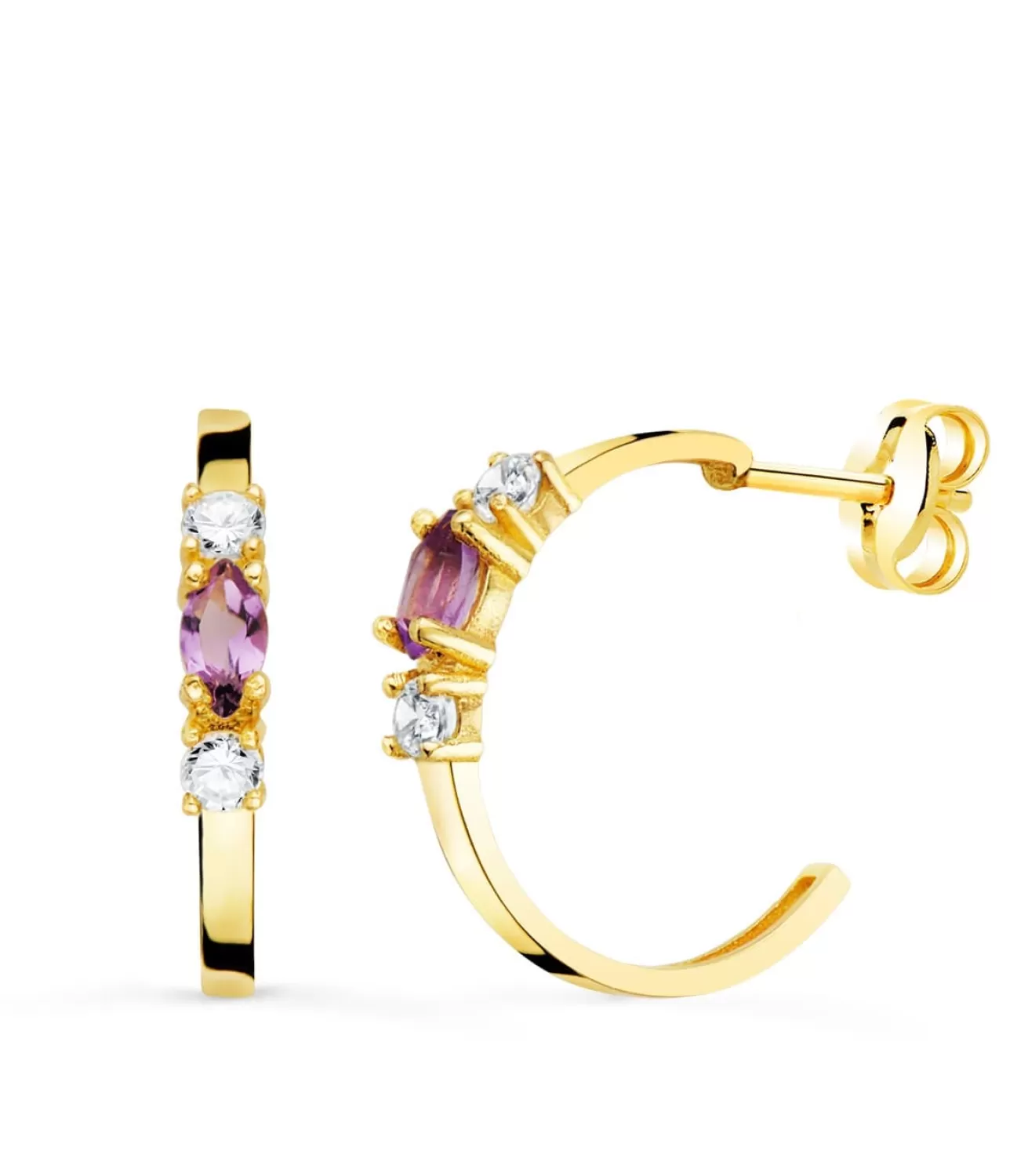Aros Paradise Oro Amarillo 18K Amatista<Alda Joyeros Clearance