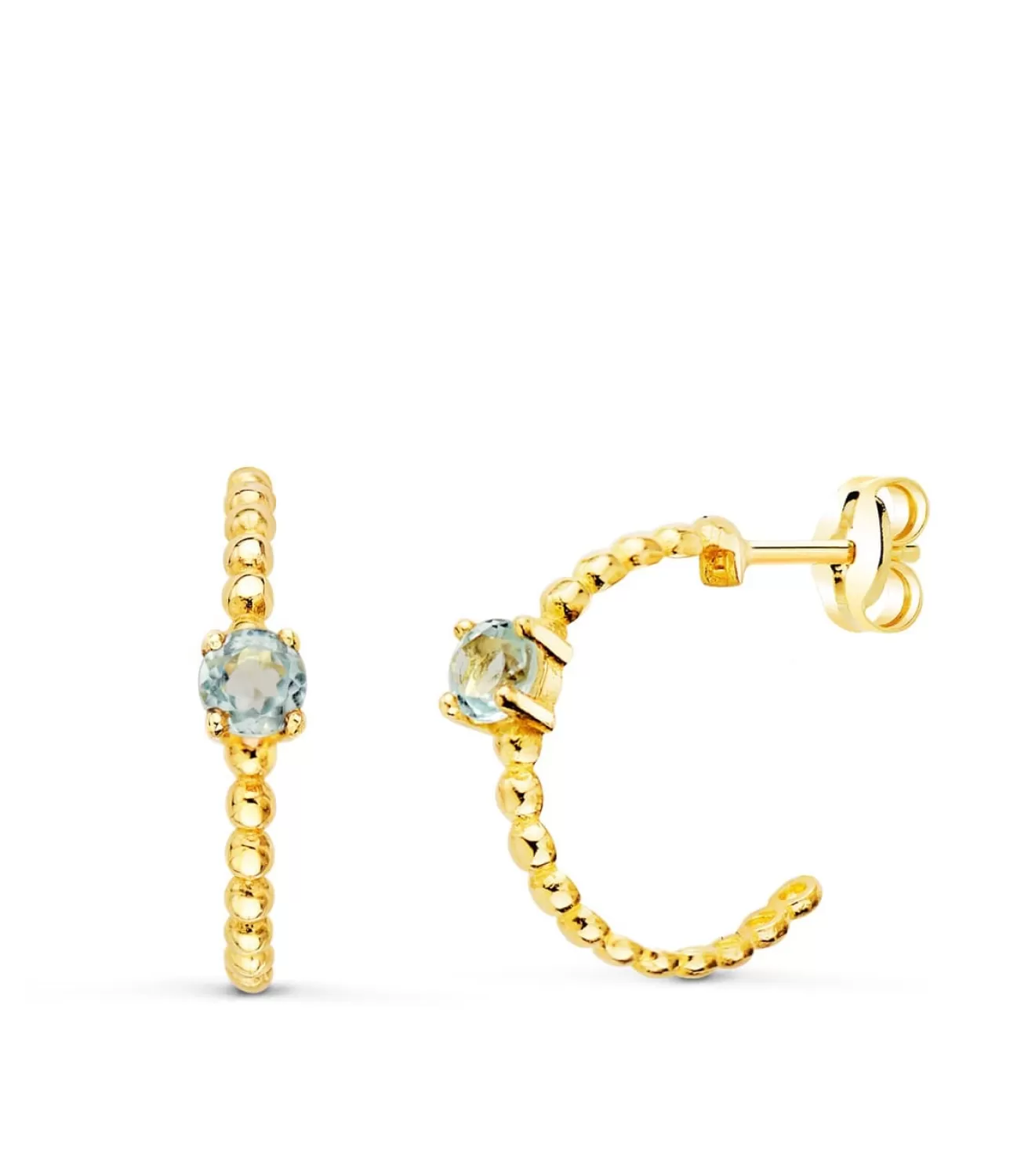 Aros Paradise Oro Amarillo 18K Bolitas Aguamarina<Alda Joyeros Shop