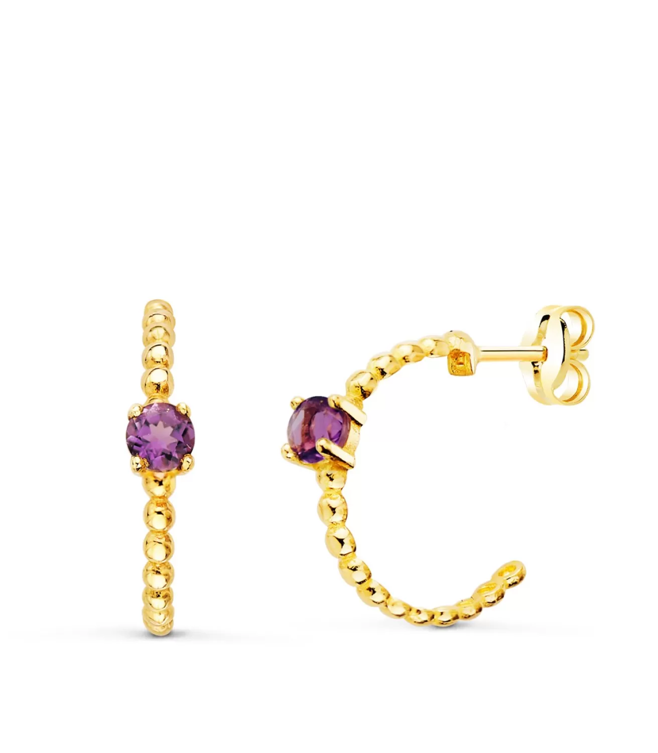 Aros Paradise Oro Amarillo 18K Bolitas Amatista<Alda Joyeros Cheap