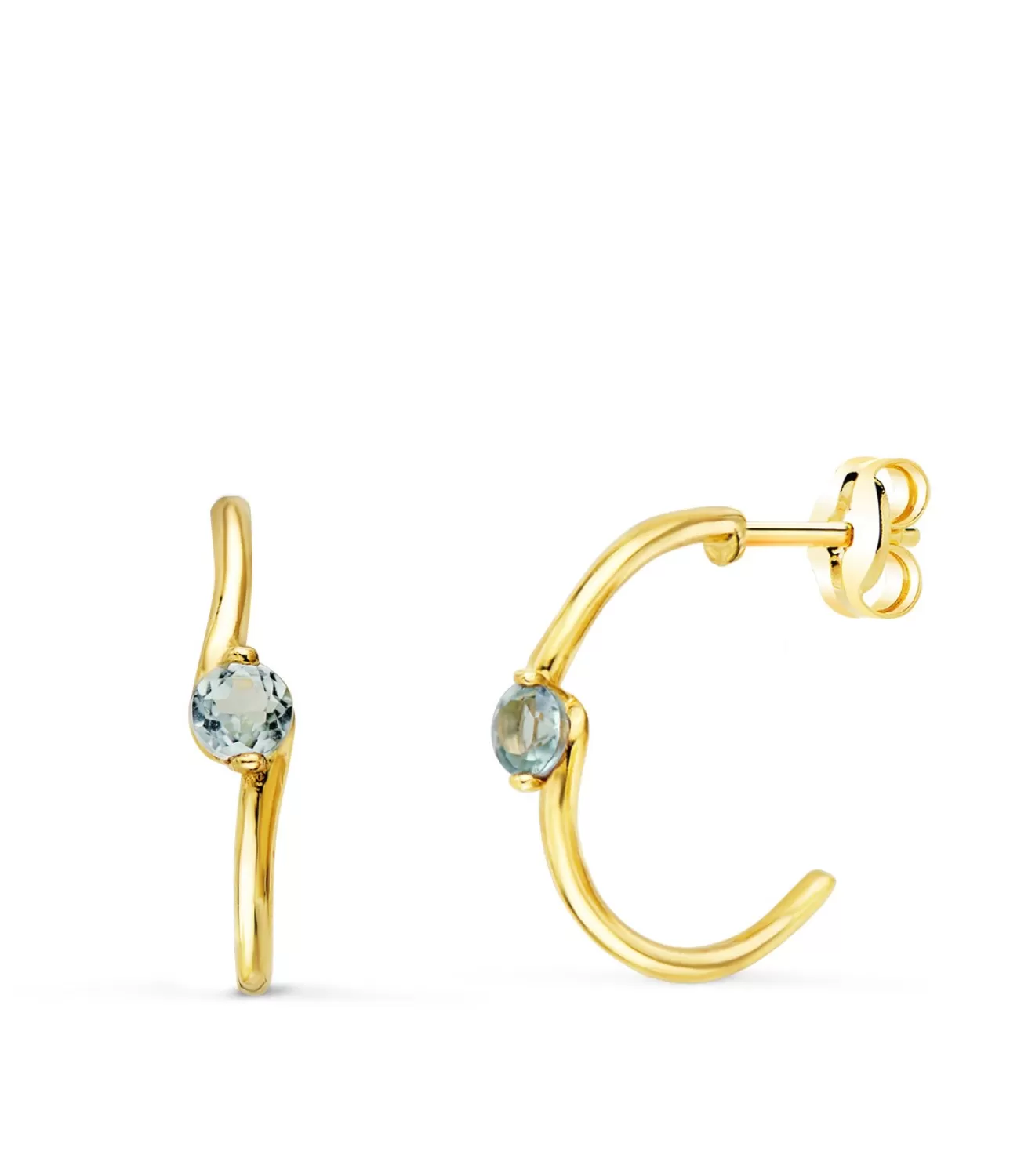 Aros Paradise Oro Amarillo 18K Curve Aguamarina<Alda Joyeros Store