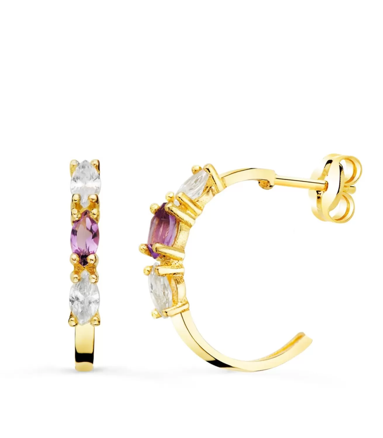 Aros Paradise Oro Amarillo 18K Marquise Amatista<Alda Joyeros Outlet