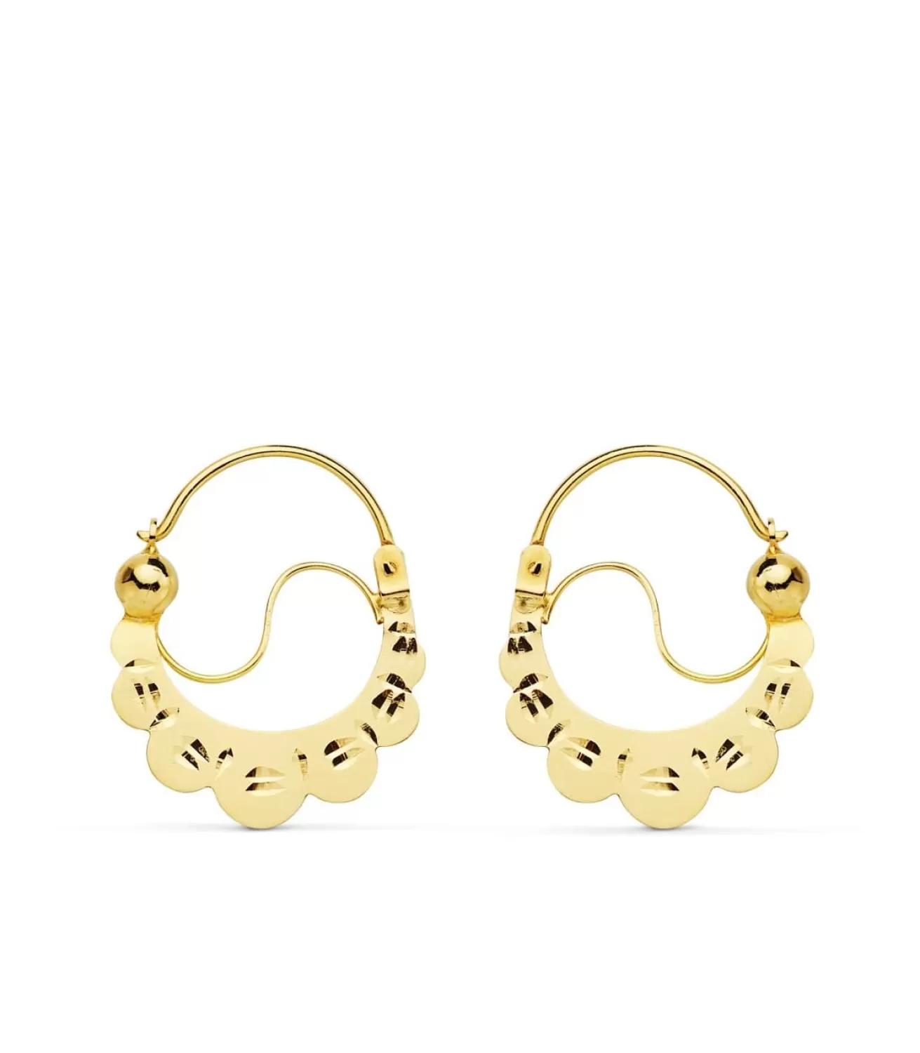 Aros Planos Tallados Oro Amarillo 18 K 24 Mm<Alda Joyeros Fashion