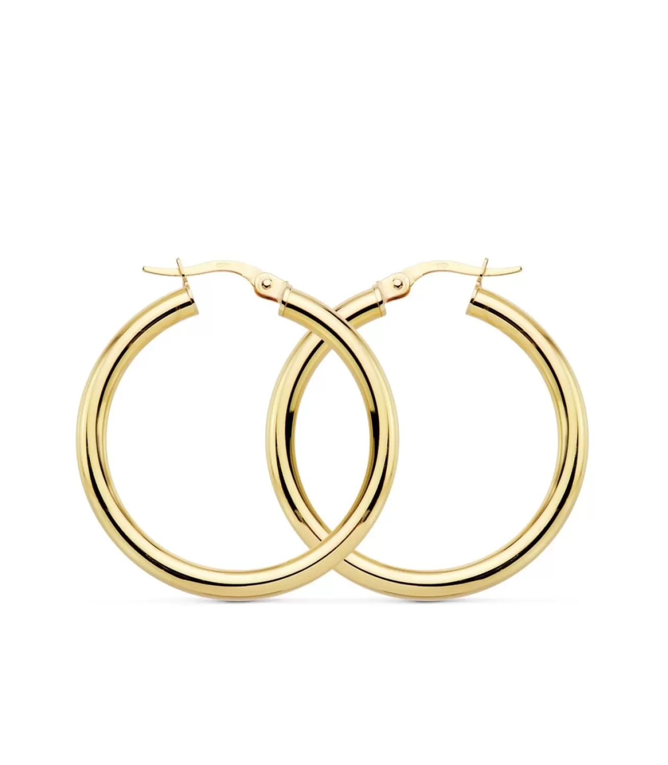 Aros Redondos Huecos Oro Amarillo 18 K 30X3 Mm<Alda Joyeros Shop