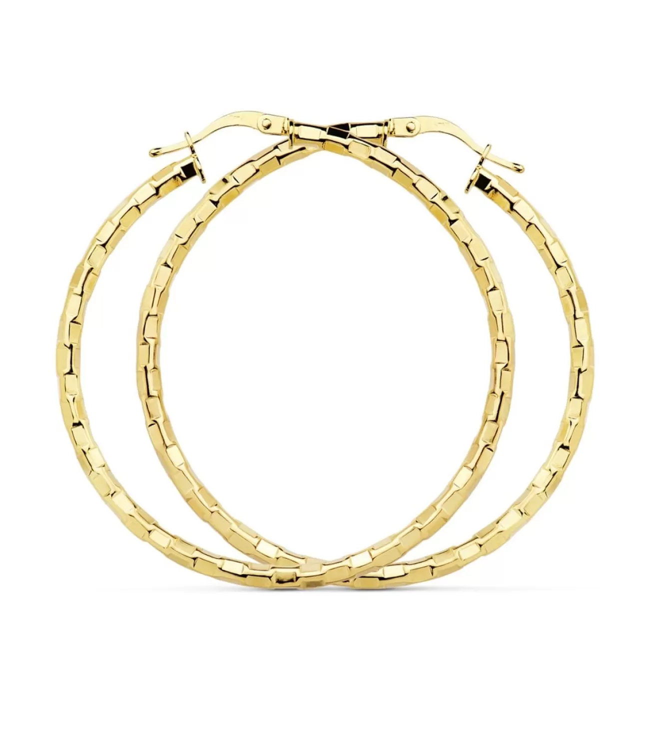 Aros Tallado Cuadrado Oro Amarillo 18 K 44 Mm<Alda Joyeros Hot