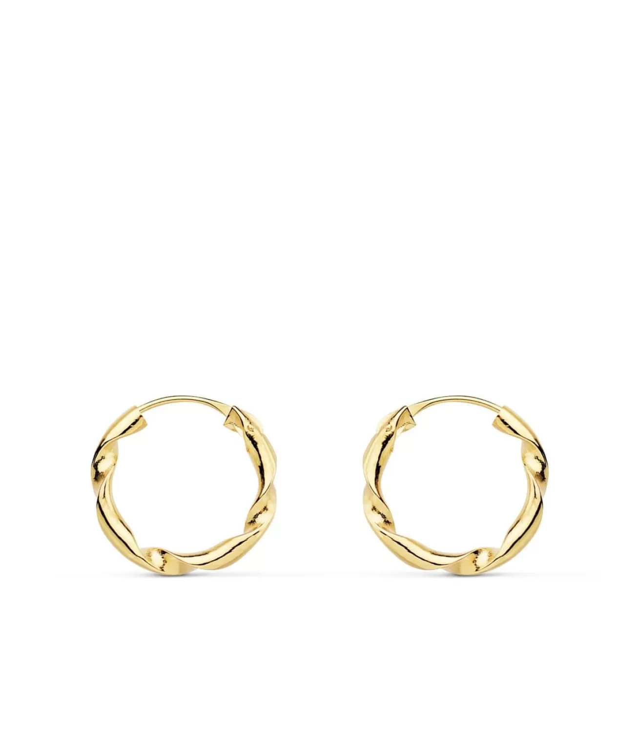 Aros Trenzados Lisos Oro Amarillo 18 K 14 Mm<Alda Joyeros Cheap