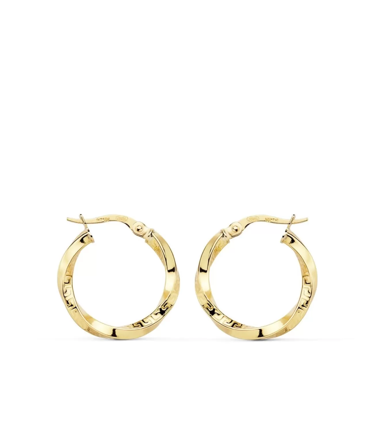 Aros Trenzados Lisos Oro Amarillo 18 K 20 Mm<Alda Joyeros Sale