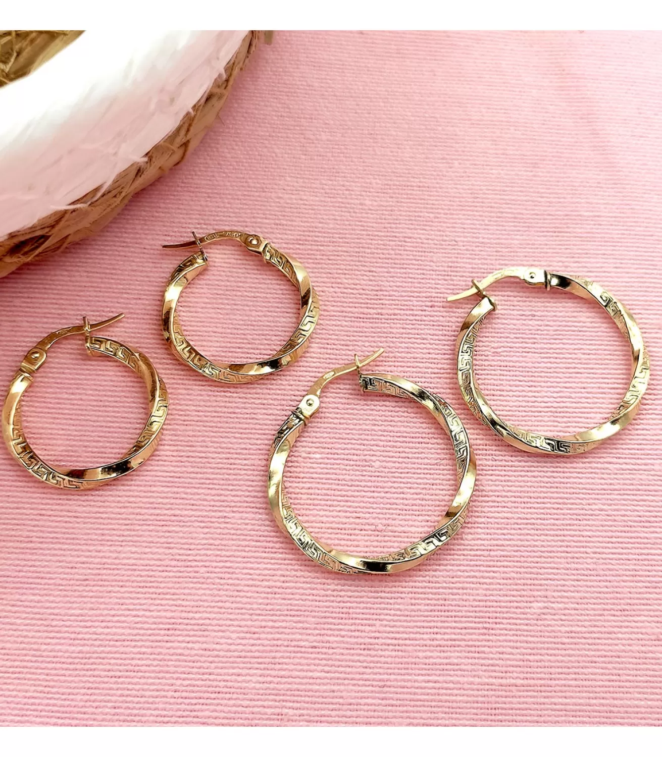 Aros Trenzados Lisos Oro Amarillo 18 K 20 Mm<Alda Joyeros Sale