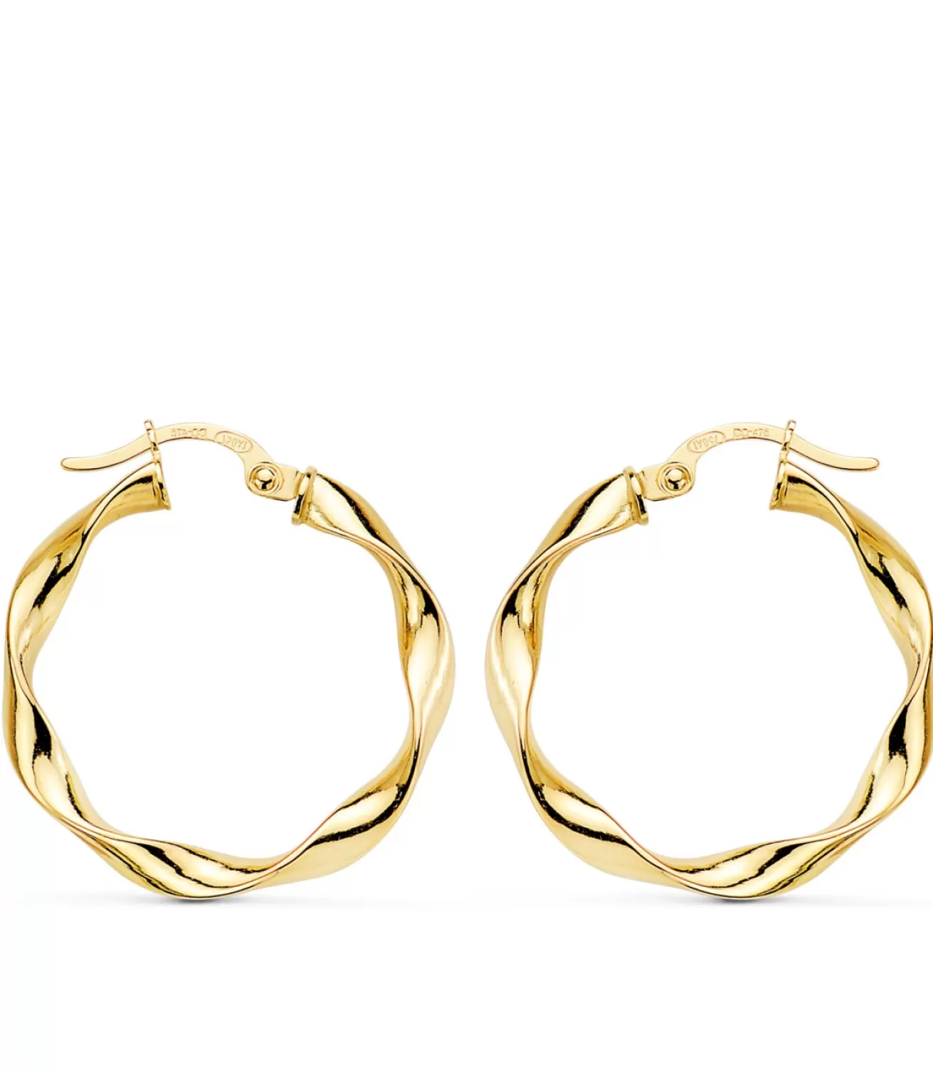 Aros Trenzados Lisos Oro Amarillo 18 K 25 Mm<Alda Joyeros Outlet