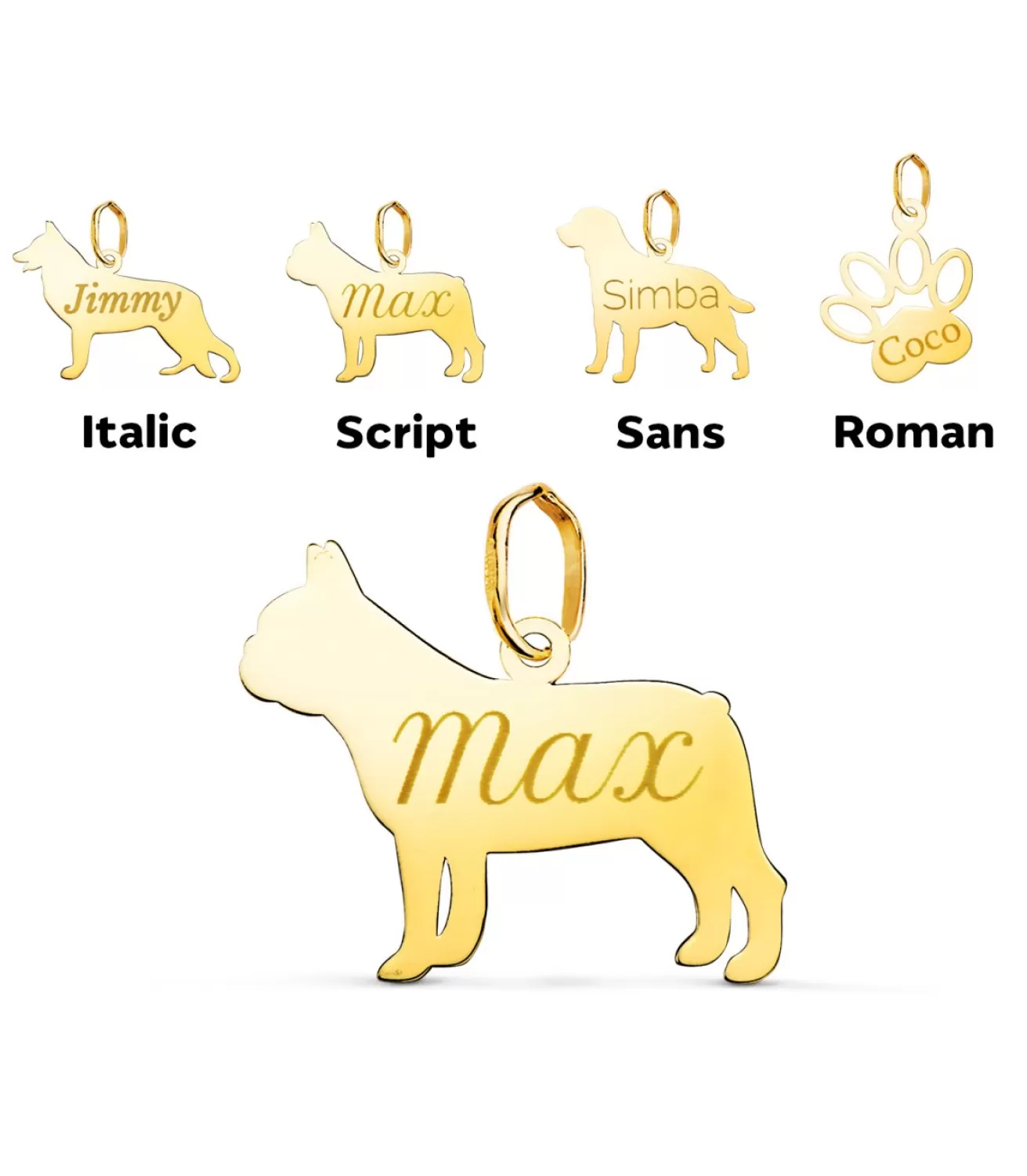 Bulldog Frances Colgante Personalizado Perro Oro 18K<Alda Joyeros Online