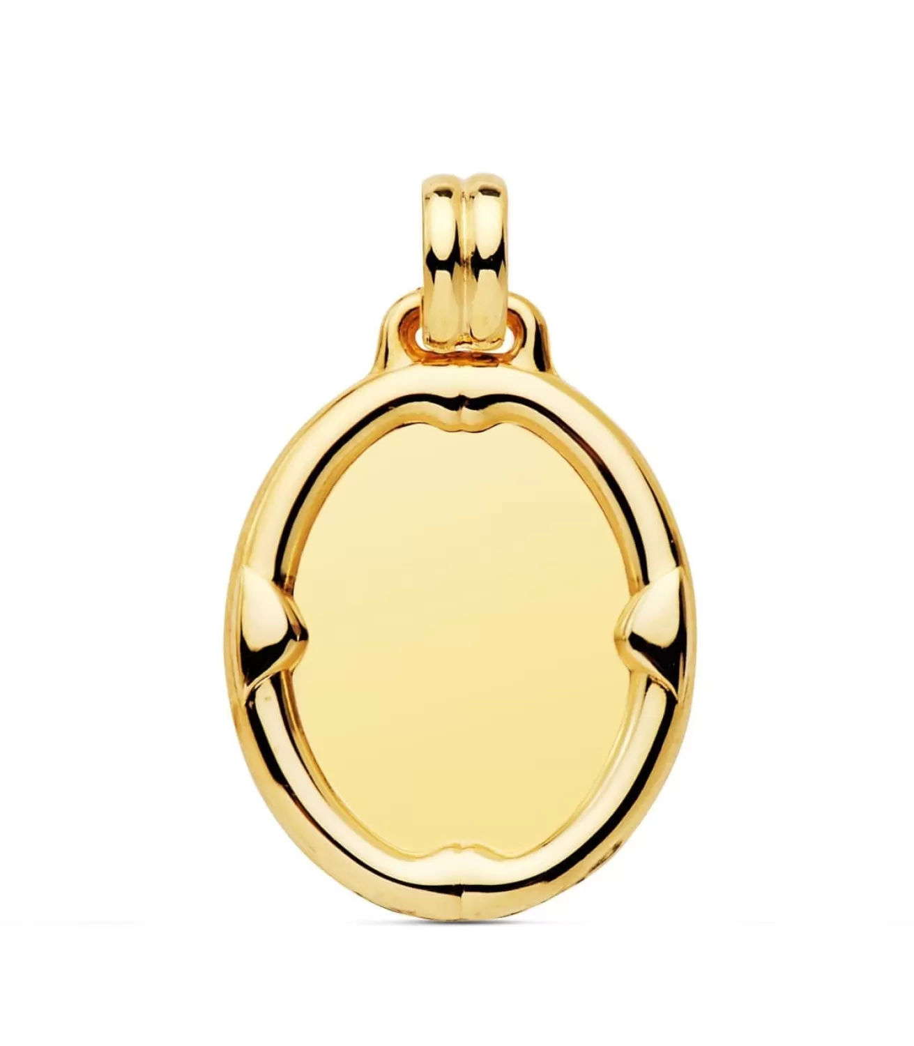 Chapa Oval Brillo Borde Oro 18K 26Mm<Alda Joyeros Online