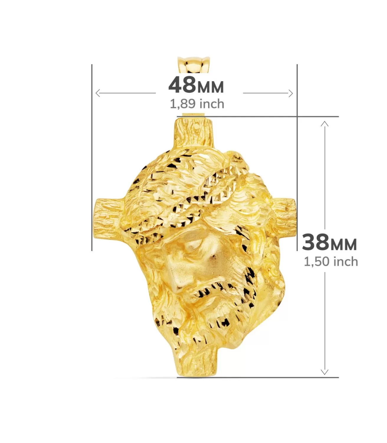 Colgante Busto Cristo Cruz Oro Amarillo 18K 48 Mm<Alda Joyeros Store