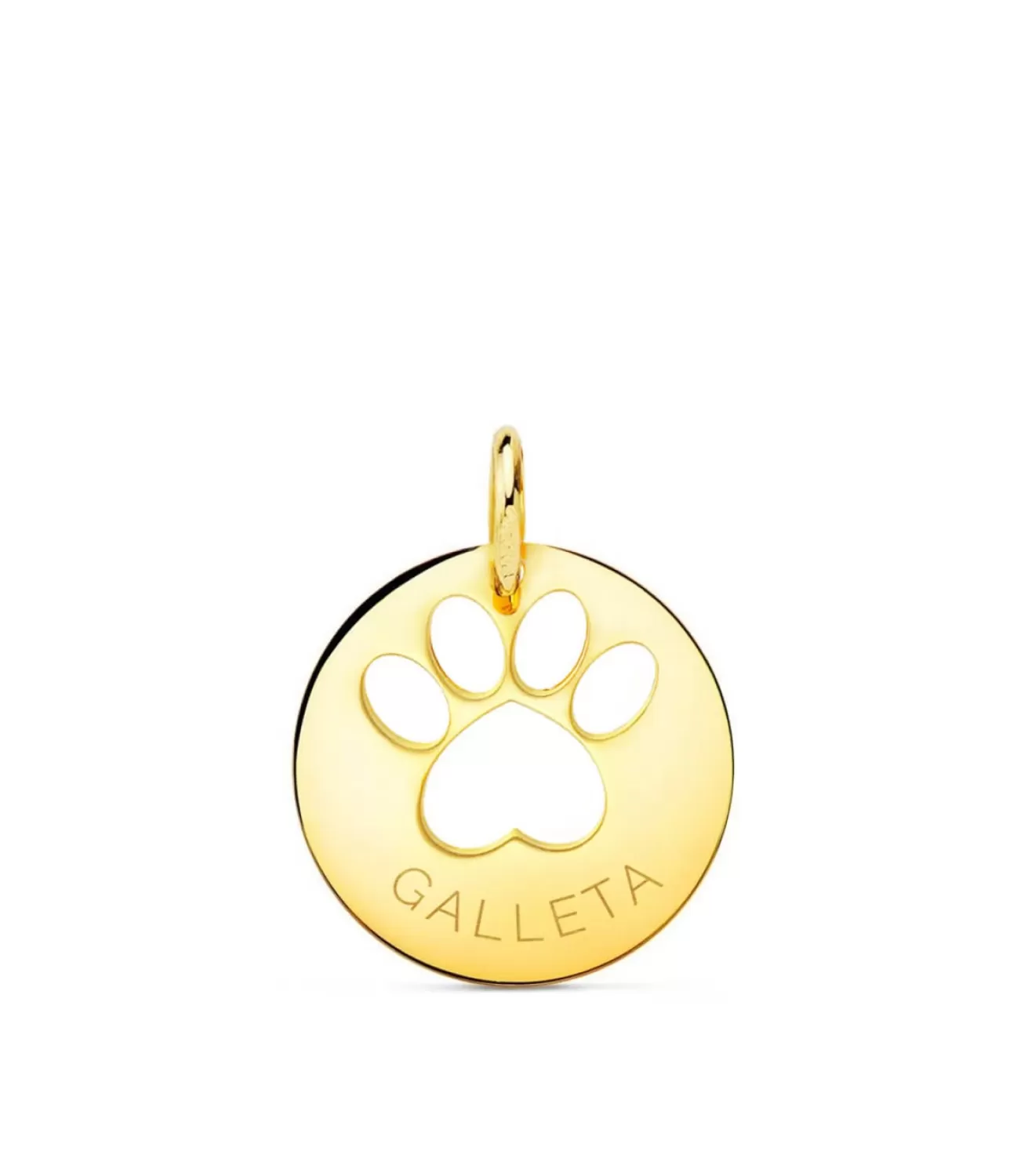 Colgante Chapa Huella De Perro Oro 18K<Alda Joyeros Hot