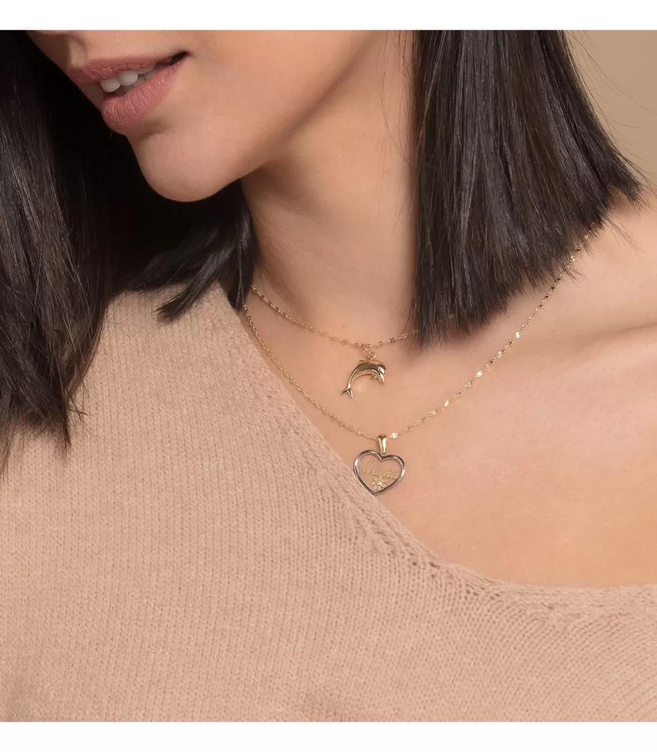 Colgante Corazon Mensaje Mama Oro Bicolor 18K<Alda Joyeros Store