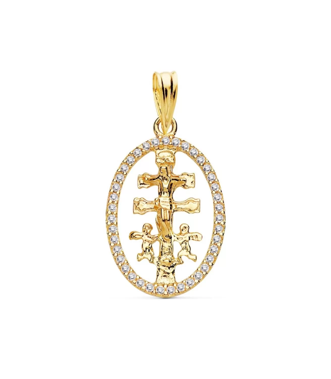 Colgante Cruz Caravaca Circonitas Oro Amarillo 18K 18Mm<Alda Joyeros Hot