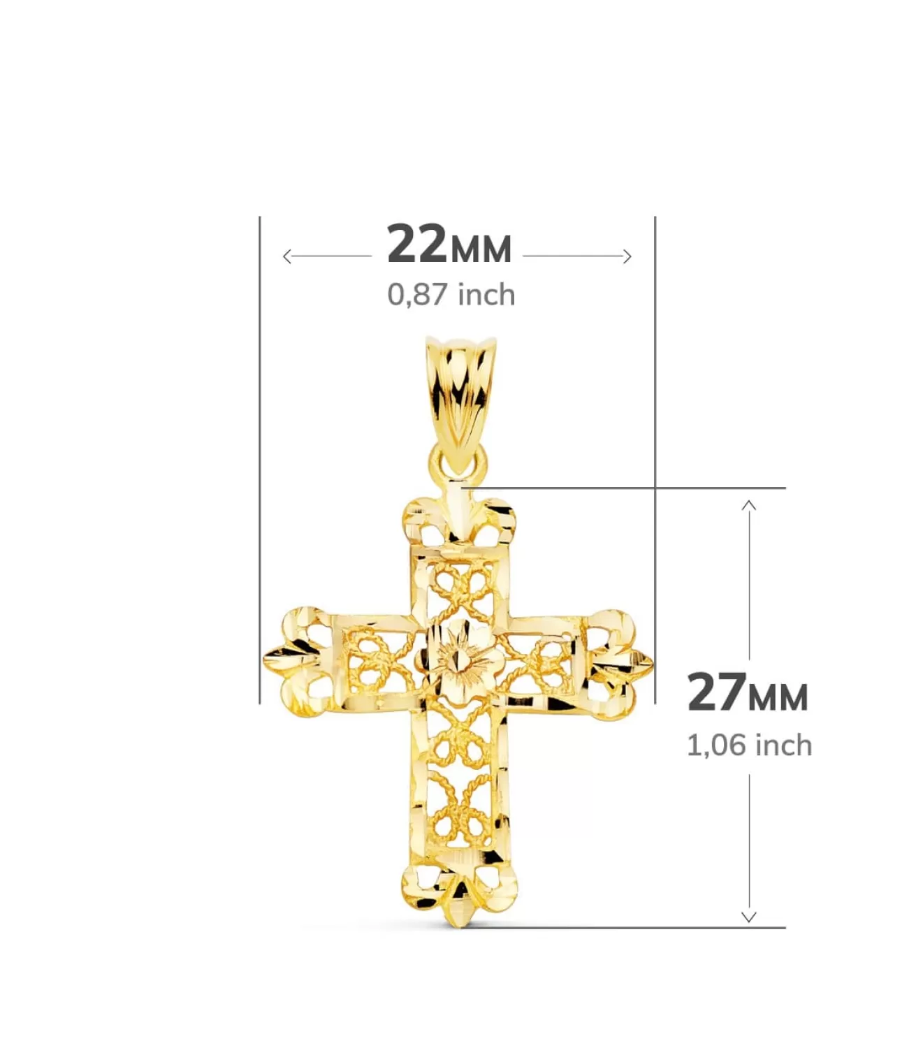 Colgante Cruz Filigrana Oro 18K 27Mm<Alda Joyeros Online